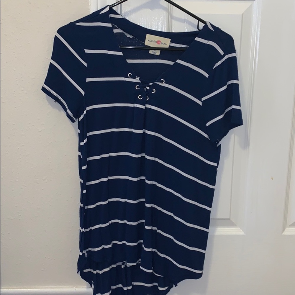 Navy and white stripped shirt